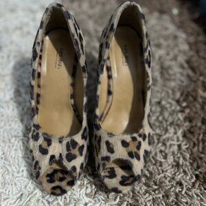 Splash Camel Leopard Peep Toe Heels – Size 6.5